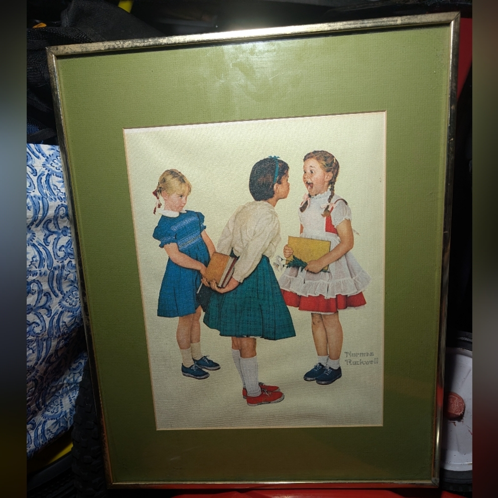 Norman Rockwell Missing Tooth Canvas Wall Art with Green and Blue Accents